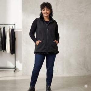 Activezone Women's Black Zip-Up Vest With Faux Fur Inside  Size XXL